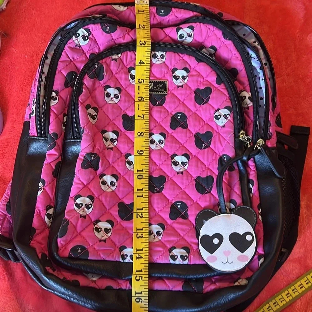 🐼🐼 Betsey Johnson pink & black panda backpack in great, clean condition 🐼🐼 - Picture 13 of 13